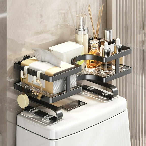 Bathroom Storage Rack, Toilet Shelf with 3 Hooks, Practical Home Decor Accessories for Bathroom and Restroom