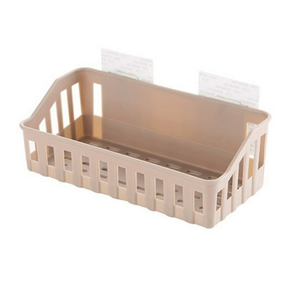 Bathroom Storage Rack Wall-Mounted Storage Box, No Need To Drill Holes, Can Store Shower Gel, Shampoo And Toilet Paper Holder, Space-Saving Bathroom Basket, 10.63X4.33X3.54 Inches,Light coffee.