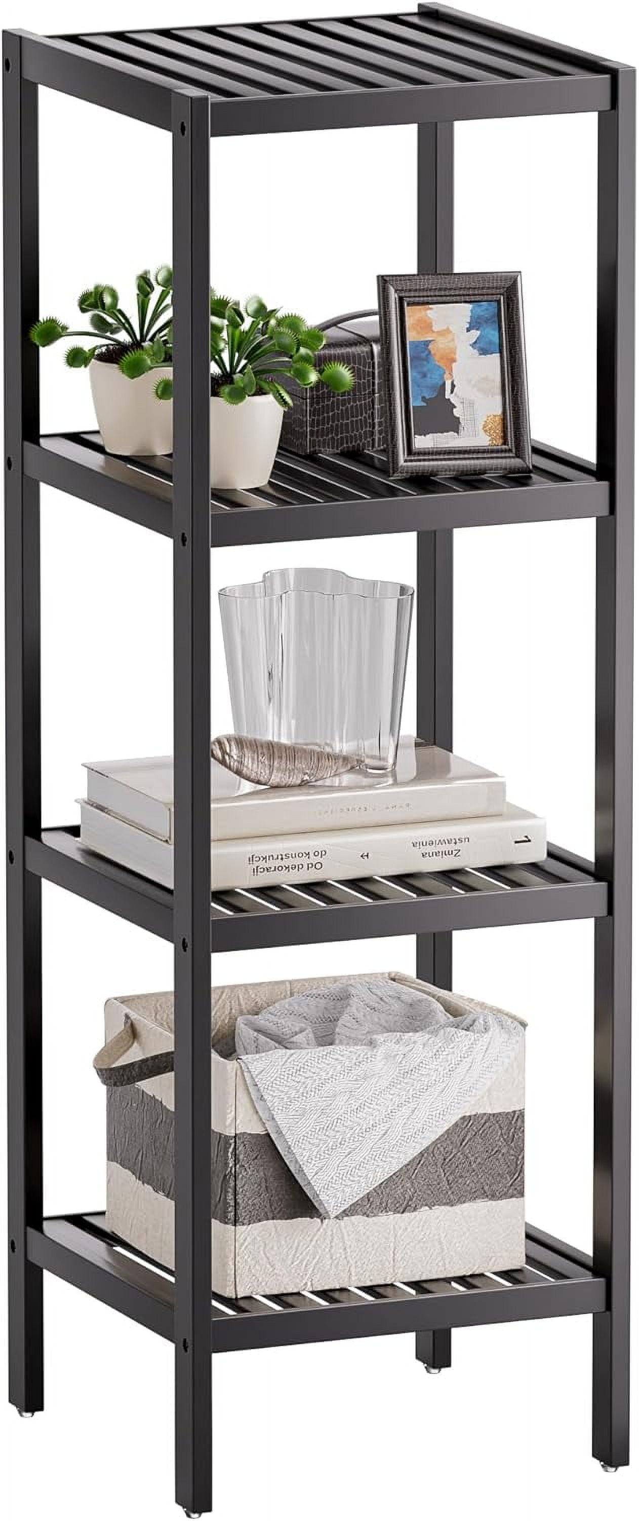 Bathroom Storage Shelf, 4-Tier Bamboo Rack Organizer, Multifunctional ...