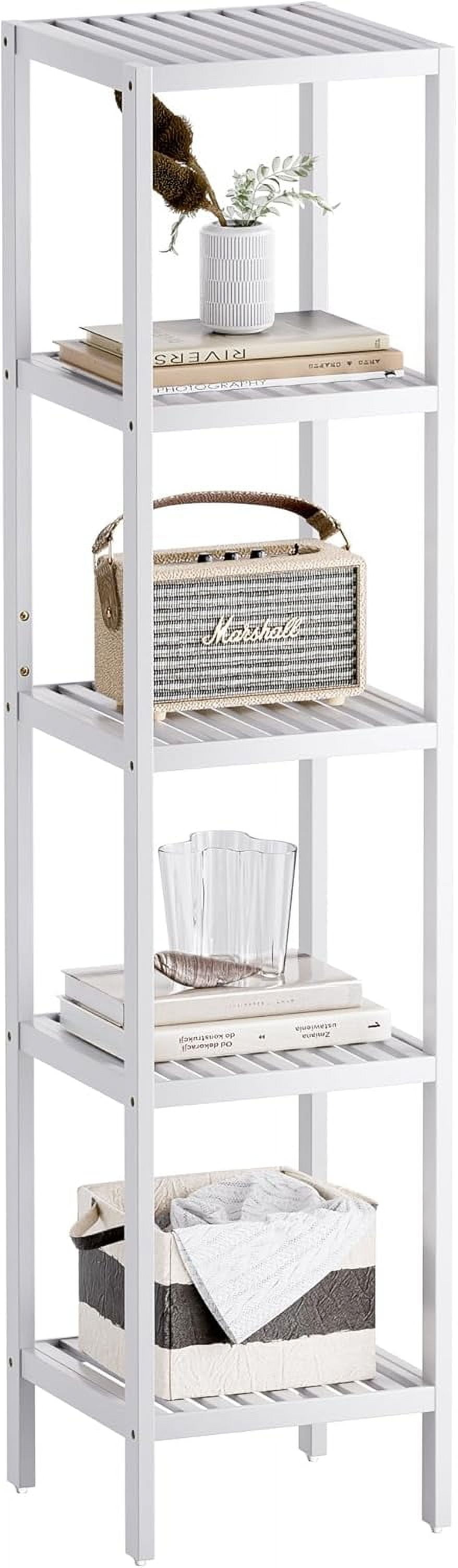 Bathroom Storage Shelf, 5-Tier Bamboo Rack Organizer, Multifunctional ...