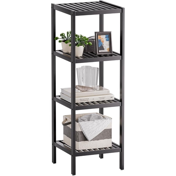 Bathroom Storage Shelf, 5-Tier Bamboo Rack Organizer, Multifunctional Shelving Unit for Living Room Bedroom Kitchen