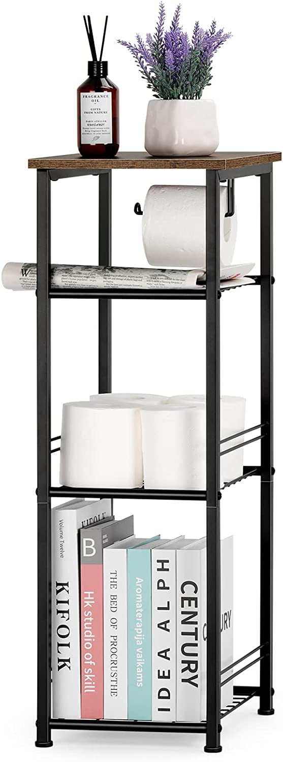 Bathroom Storage Shelf Freestanding 4 Tier Small Shelving Unit Organizer, White