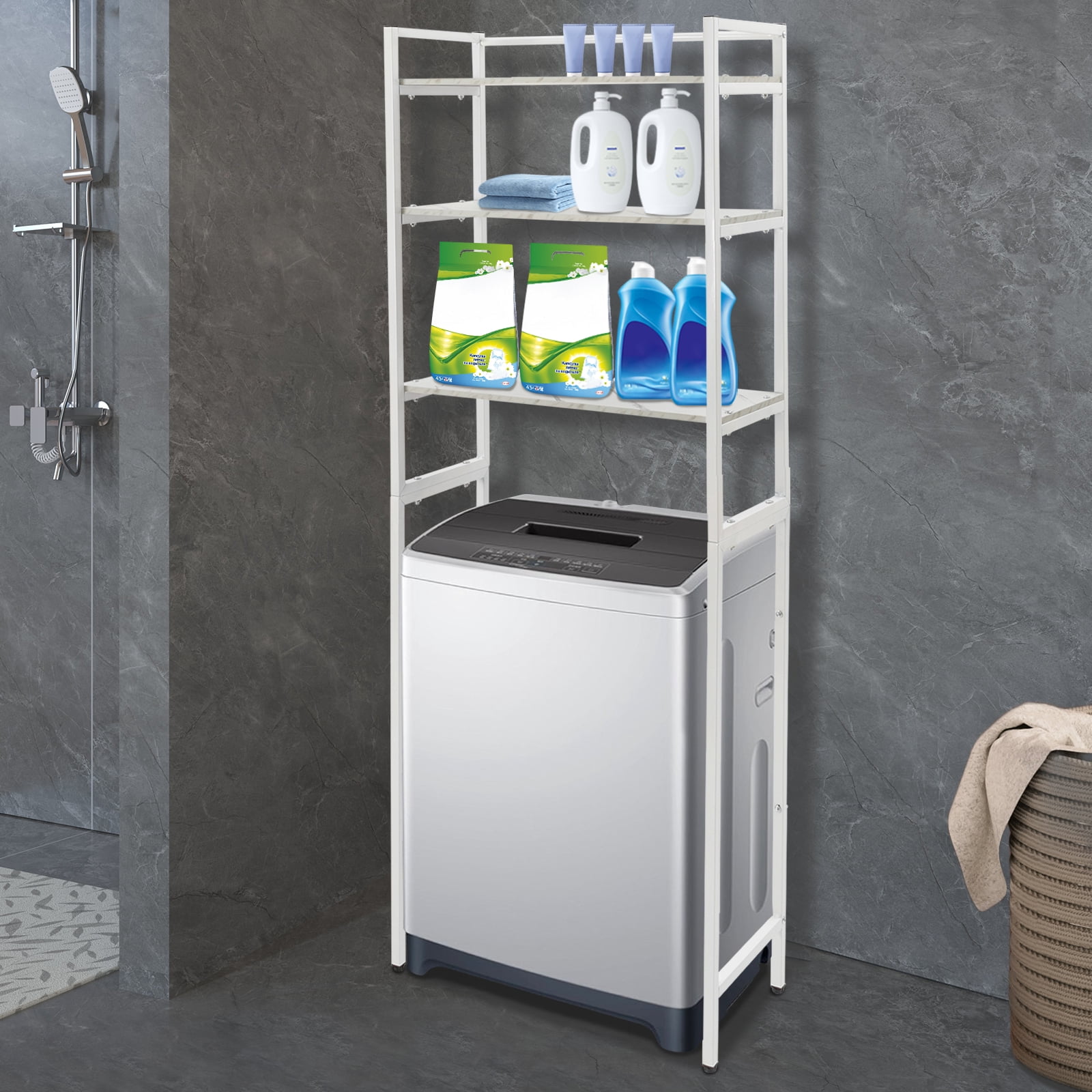 Bathroom Storage Shelf, Freestanding Storage Rack, Bathroom Rack for Washing Machine For Use In Kitchens, Bathrooms, Laundry Rooms