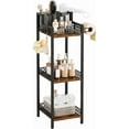 thumbnail image 1 of Bathroom Storage Shelf Hair Dryer Holder, 3-Tier Narrow Metal Standing Rack with Toilet Paper Holder, Multifunctional Corner Unit Rack for Cosmetic, Curling Irons (9.85“ Black Without Drawer), 1 of 15
