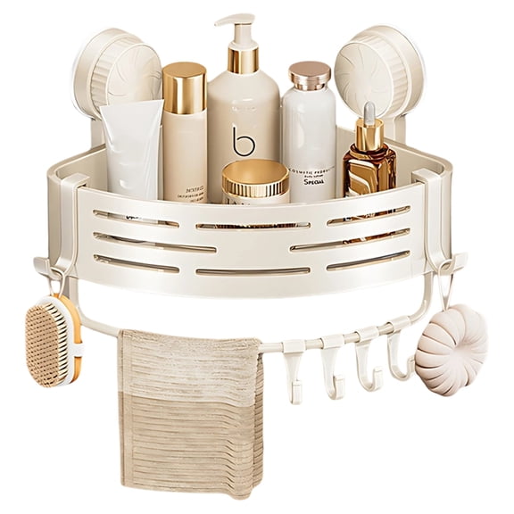Bathroom Storage Shelf Suction Cup Perforation-Free Bathroom Triangle Toilet Wash Counter Corner Bathroom Storage Shelf (Whith)