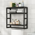 3-Tier Adjustable Bathroom Storage, Wall-Mounted Floating Shelves Organizer, Over Toilet with ...