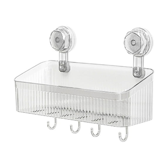 Bathroom Suction Cup Rack, Ongmies Clear Shower Caddy with Suction Cups – Removable Plastic Shower Basket Organizer, No Drilling, Rustproof Storage Shelf for Bathroom & Kitchen, Clear2