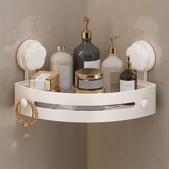 Bathroom Suction Organizer, Shower Corner Shelf, Wall Mounted Storage Basket, No Drill Triangle Rack For Shampoo And Toiletries