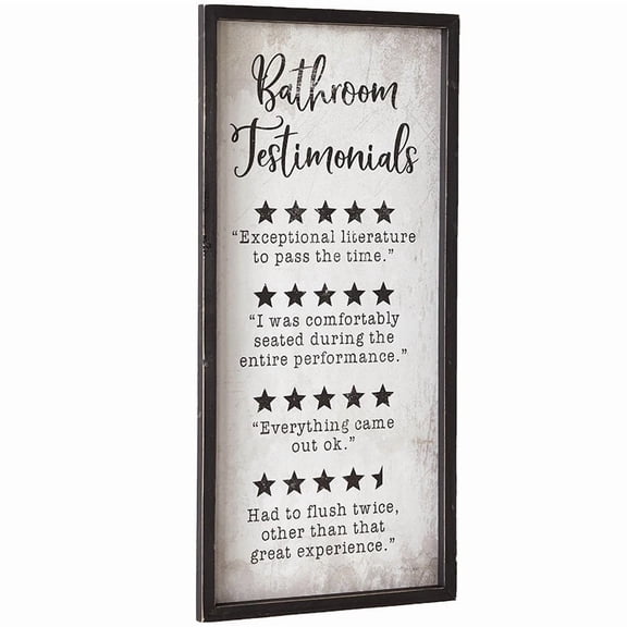Bathroom Testamonials Wall Sign - Humorous Art with Rustic Design