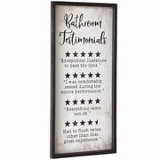 Bathroom Testamonials Wall Sign - Humorous Art with Rustic Design