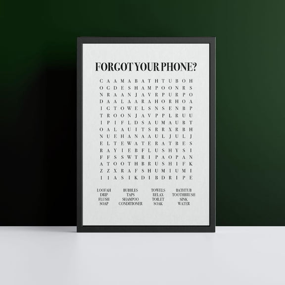 Bathroom Themed Wordsearch Poster Print Wall Decor - Available With