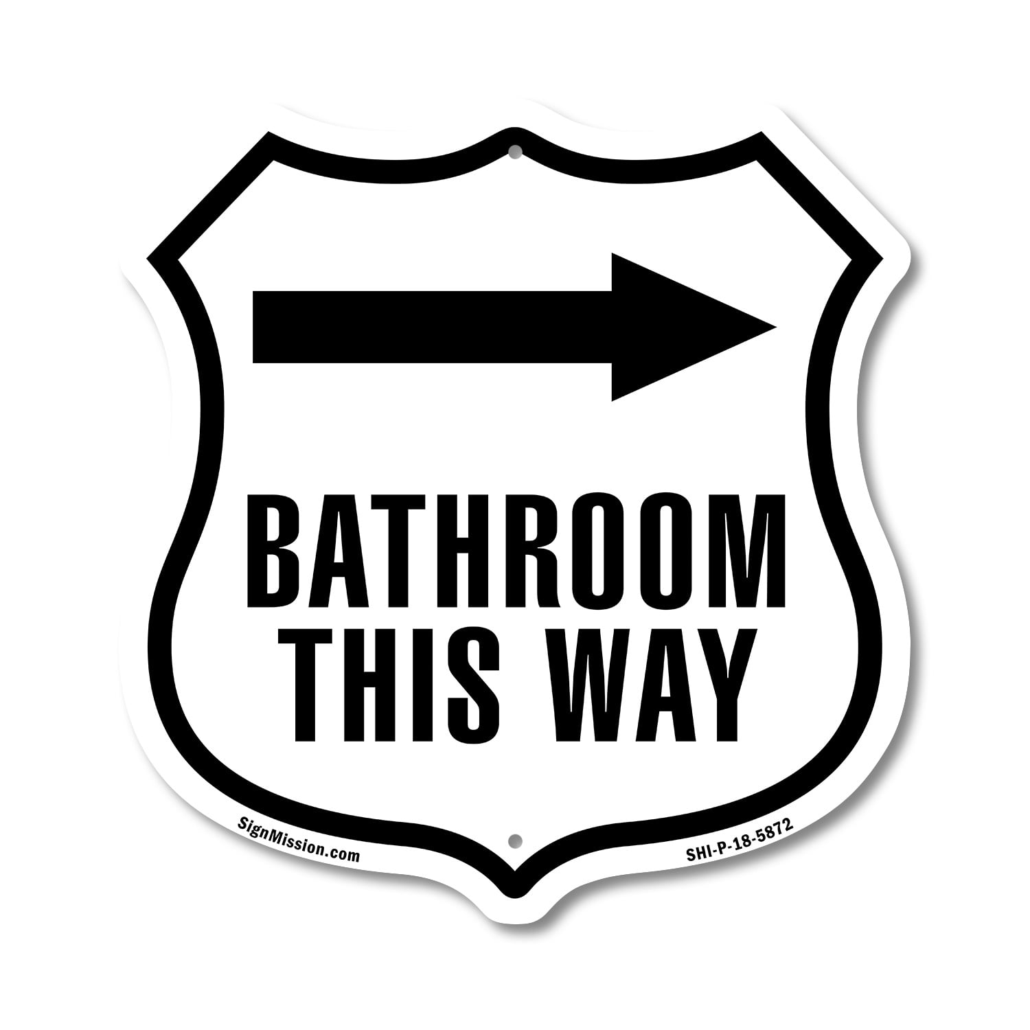 Bathroom This Way Right (5 Pack) 12 inch X 12 inch Shield-Shaped Rust ...