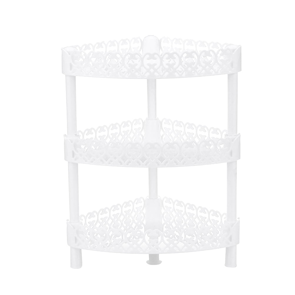 Bathroom Three Layer Plastic Storage Shelves Rack Basket Corner Shelf