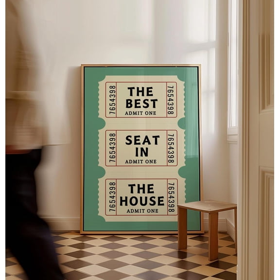 Bathroom Ticket Poster, Retro Restroom Wall Art, 12x18 UNFRAMED