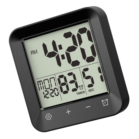 Bathroom Timer Clock Shower Clock,Waterproof for Water Sprays Bathroom Clocks Wall Mount,Displays Time,Temperature Date