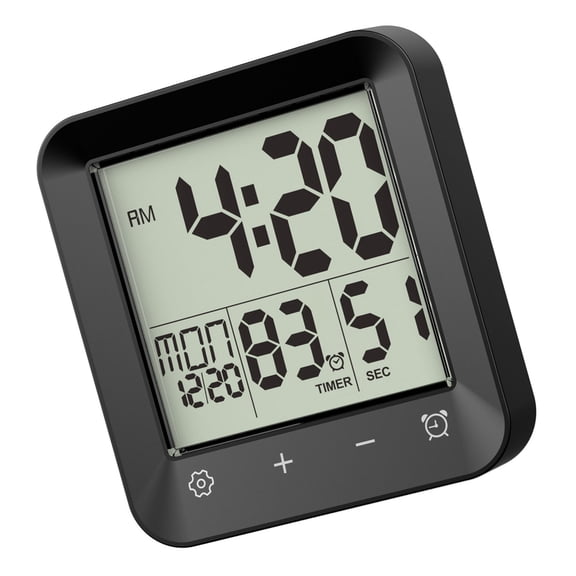 Bathroom Timer Clock Shower Clock,Waterproof for Water Sprays Bathroom Clocks Wall Mount,Displays Time,Temperature Date