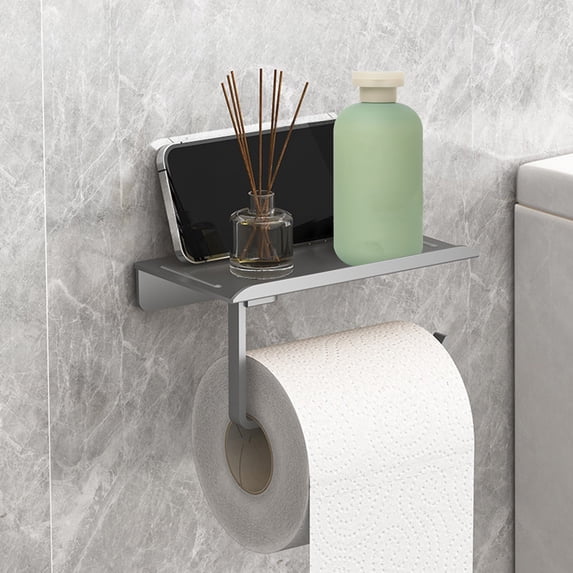 Bathroom Tissue Holder, Toilet Paper Storage, Dispenser Box, Non Perforated Design, for Bathroom Laundry Room, Space Saving Storage Rack | Gray KTFgvq