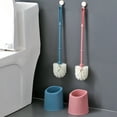 thumbnail image 1 of Bathroom Toilet Bowl Brush Set with Holder, 18.5" Long Handle Cleaning Brush with Drip Tray, Ergonomic Design Toilet Scrubber with Dense Soft Bristles for Bathroom Deep Clean, Pink or Blue, 1 of 6
