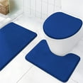 thumbnail image 1 of Bathroom Toilet Cover Mat Set | 3-Piece Absorbent Non-Slip Floor Mats | Modern Printed Polyester Rugs for Bathroom & Doorway | Blue, 1 of 8