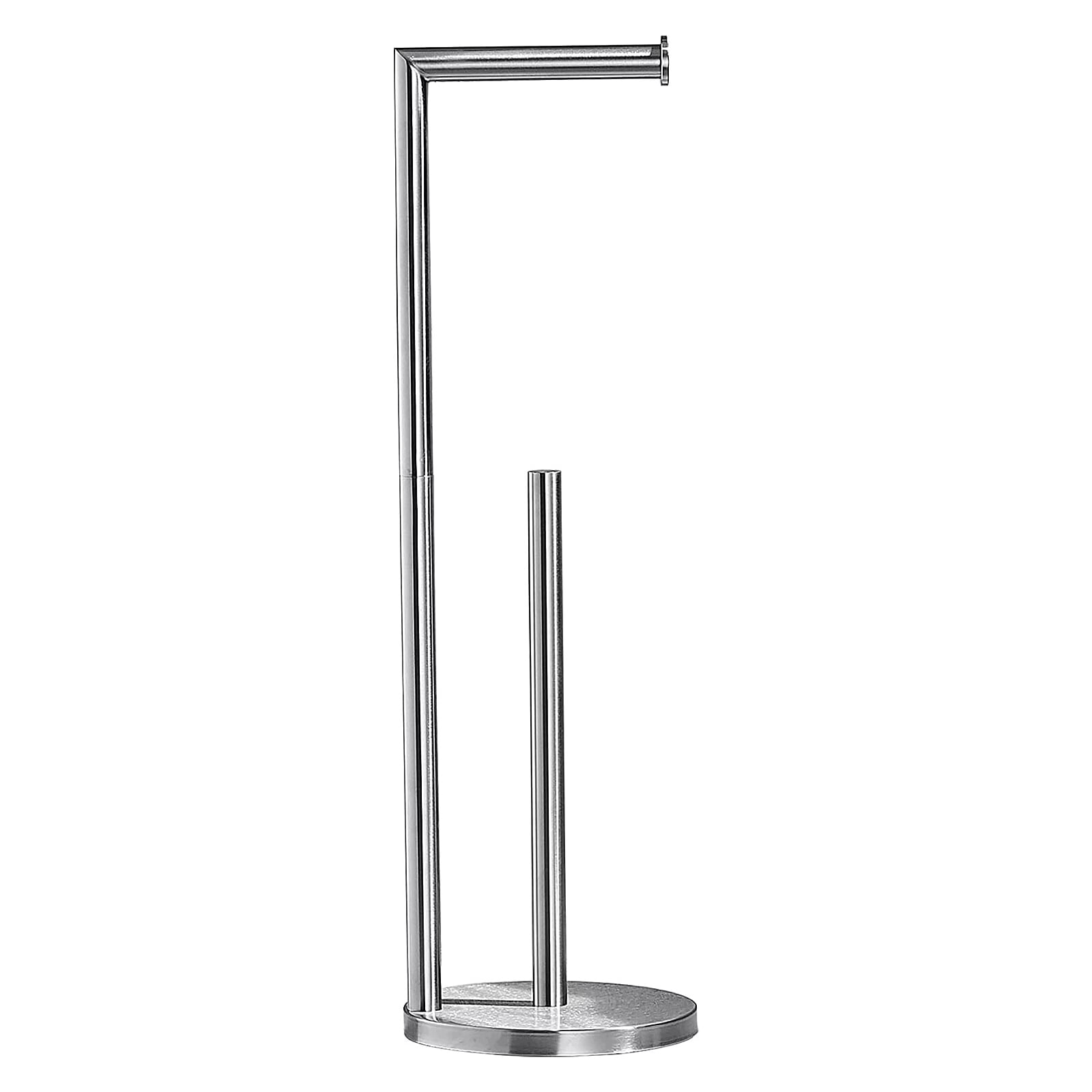 Brushed Nickel Freestanding Toilet Paper Holder with Reserve Storage