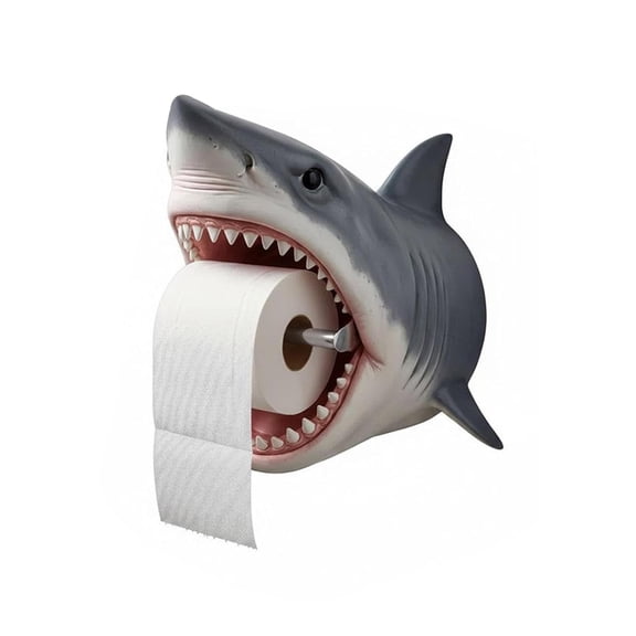 Bathroom Toilet Paper Holder, Funny Toilet Paper Holder, Shark Bathroom Decor, Wall Mount Toilet Paper Holder, 3D Printed Shark Head Design Fits Standard Rolls 7X6X6 Inch for Home