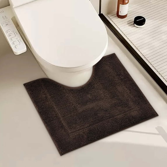 Bathroom Toilet Rugs U Shaped, Bath Mats for Bathroom, Bath Rugs Non Slip Washable, Absorbent Microfiber Toilet Mat, 16" x 20",Coffee
