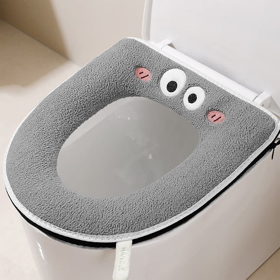 Bathroom Toilet Seat Cover Pads, Soft Warmer Toilet Seat Cushion, Stretchable Washable Comfortable Toilet Cover, Bathroom Soft Thicker Warmer, Universal Fit for Standard Oblong Round Lids (Blue)