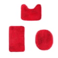 thumbnail image 1 of Bathroom Toilet Three Piece Set With System Attributes U-Shaped 38 * 40+Lid 40 * 50+40 * 60Cm Size Red Toilet Mat - 3Pc Toilet Seat Cushion, Plush, 1 of 3