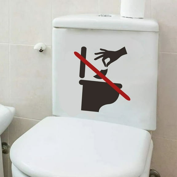 Bathroom Toilet Warning Sticker - "No Toilet Paper in Toilet" Sign,12x12 Inch Transparent PVC Decal,Self-Adhesive & Removable,Black Text