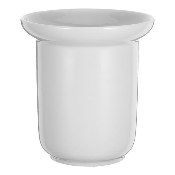 Amosfun Ergonomic White Toilet Brush Holder for Bathroom Cleaning Versatile Use