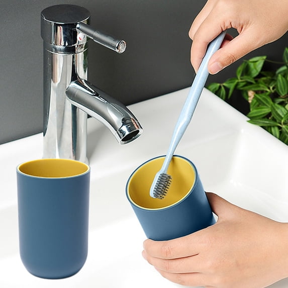 Bathroom Toothbrush Cup | Durable Plastic Mouthwash Rinsing Tumbler – Large Capacity, Easy Clean, Thickened Rim | Dark Blue, Pink, Gray, 10.5x7.2cm, Multipurpose Drink Cup