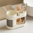 thumbnail image 1 of Bathroom Toothbrush Holder with Cup, Compact Countertop Organizer for Toothpaste & Brushes, Simple Plastic Tray ,bathroom organizers, toothbrush stand,WH1,1PC,, 1 of 6