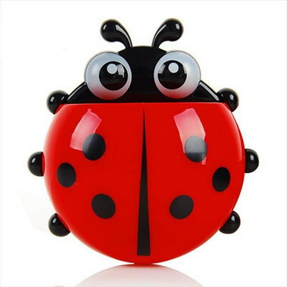 Cute Ladybug Toothbrush Holder with Strong Suction Cups No Drill Bathroom Organizer for Countertop Mirror Sink Holds Multiple Brushes and Toothpaste Easy Install