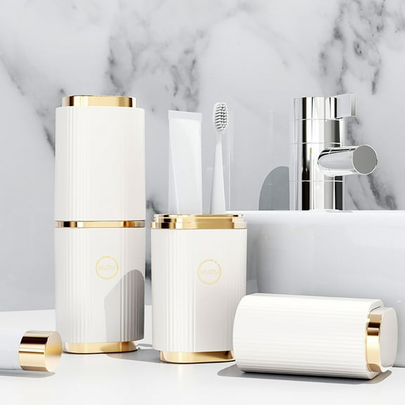 Bathroom Toothbrush Holder Organizer - Travel Toothpaste & Water Flosser Storage, 8.27" x 3.15" x 3.15" Plastic Countertop Caddy for Toothbrushes, Floss & Dental Accessories