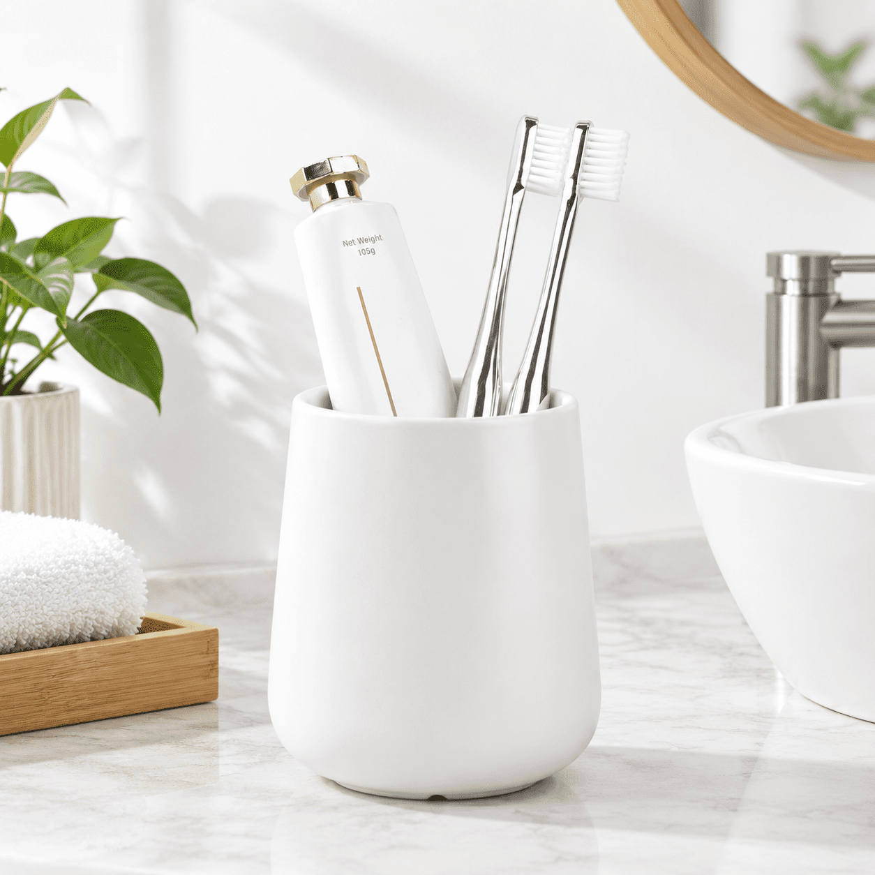 Bathroom Toothbrush Holder (white Rounded Base) - Walmart.com