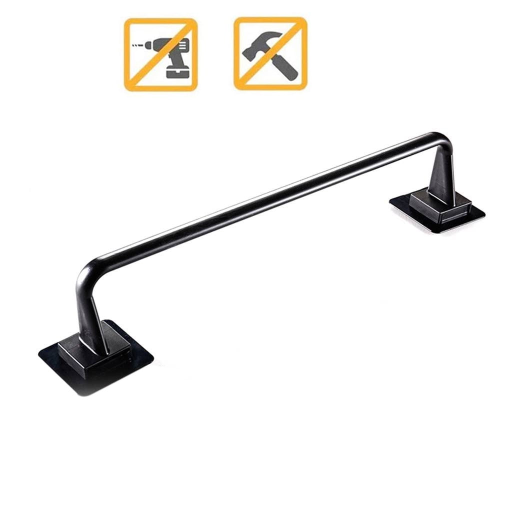 Bathroom Towel Bar 10-Inch No Drill Stick On Towel Rack Easy Install With Self-AdhesiveBlack)