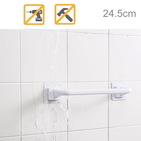 Bathroom Towel Bar 10-Inch, No Drill Stick On Towel Rack, Easy Install With Self-Adhesive(White)