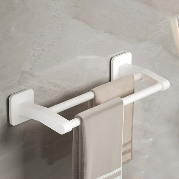 Bathroom Towel Bar, 11 Inch Double Layer Towel Rack, 304 Stainless Steel Rustproof Wall Mount Adjustable Towel Holder, White
