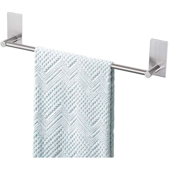 Bathroom Towel Bar 16-inch, No Drill Stick On Towel Rack, Easy Install with Self-Adhesive, Premium SUS304 Stainless Steel - Brushed Nickle