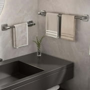 Bathroom Towel Bar Wall Mounted - Space Aluminum Heavy Duty Towel Rack Rod, Gray Hand Towel Holder for Bathroom Storage & Small Spaces, 16 Inch