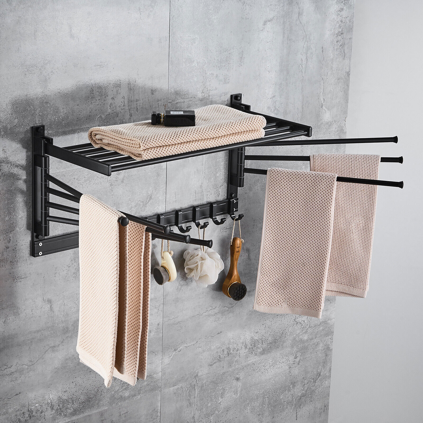 Bathroom Towel Holder Rack Space Aluminum Swivel Towel Rack with Swing ...