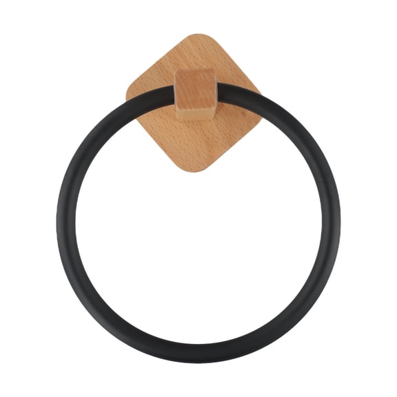 Bathroom Towel Holder Wood Towel Holder Hanger Wall-Mounted Round Towel