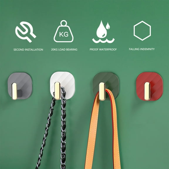 Bathroom Towel Hooks, 4Pack Wall Mounted Hooks for Coat, Keys, Robe, Matte Finish, Multi-color, Easy to Install, No Drilling, Suitable for Home, Office, Various Scenes