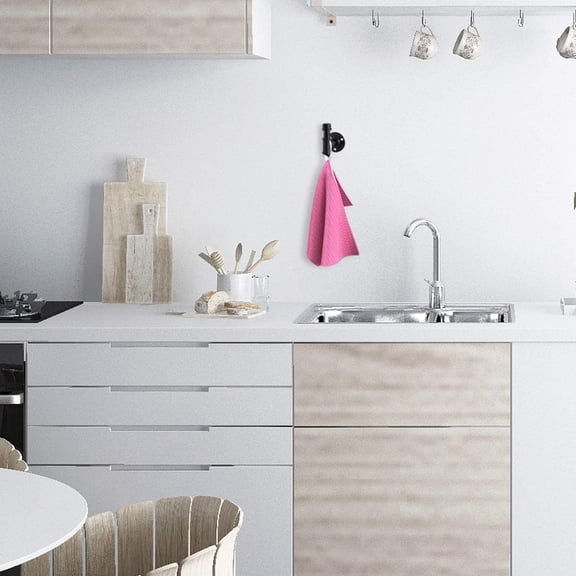 Bathroom Towel Hooks for Hanging 6 Pack Vintage Industrial Pipe Towel Holder Black Wall Mounted Heavy Duty Hook Decorative for Farmhouse Bathroom Kitchen (6, Black)