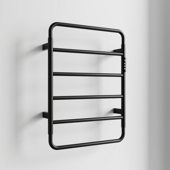 Bathroom Towel Rack 18.7" Heated Towel Rack for Bathroom,Wall Mounted with Intelligent Touch Screen Timer, 6-Bar Towel Warmer, 304 Stainless Steel Polished, Plug-in/Hard-Wired,Bathroom Mirror