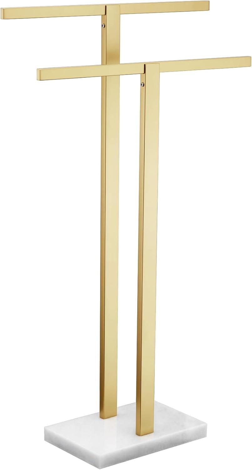 Bathroom Towel Rack 2-Tier Standing Towel Racks with Marble Base ...