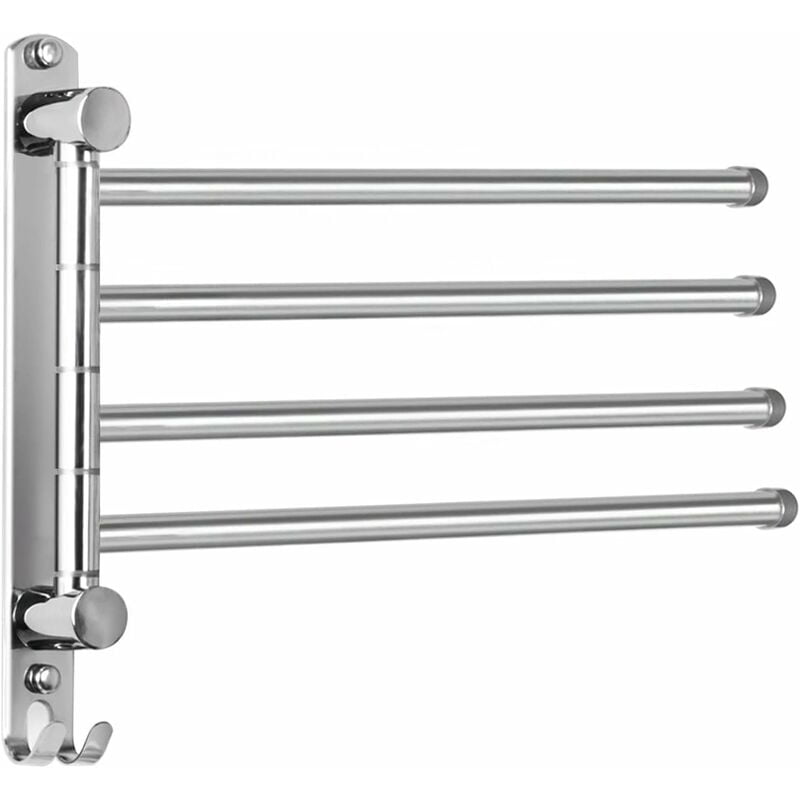 Bathroom Towel Rack with 4 180°Rotating Bars Stainless Steel Towel