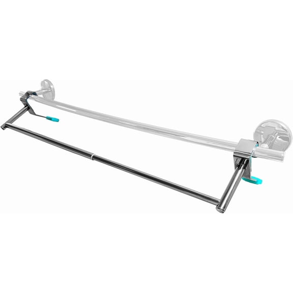 Bathroom Towel Rack Extender, The Magic Bar, Doubles Your Towel Space Fits Almost Any Towel Bar or Shower Walls, No Tools Required, Expands from 14.5 to 25.5 Inches, Chrome