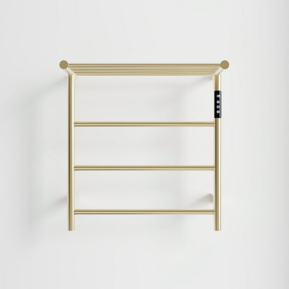 Bathroom Towel Rack Heated Towel Rack with Top Shelf, 3-Bar Towel Wall MountedWarmer for Bathroom with Intelligent Touch Screen Timer, 304 Stainless Steel Polished, Plug-in/Hard-Wired,Bathroom Mirror