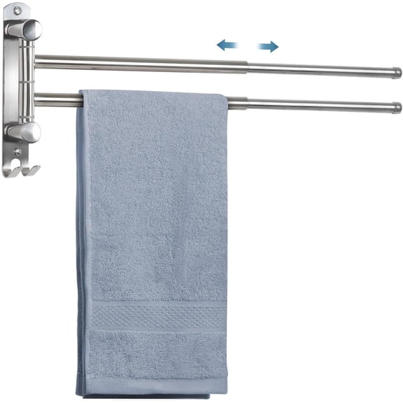 Bathroom Towel Rack SUS304 Stainless Steel Towel Rack, Adjustable 2 Arms Swivel Towel Holder, Wall Mounted Towel Racks for Bathroom